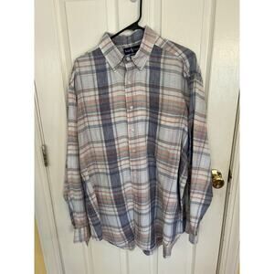 Ralph Lauren‎ Pink Cream & Blue Linen Plaid LS ButtonDown Size XXL